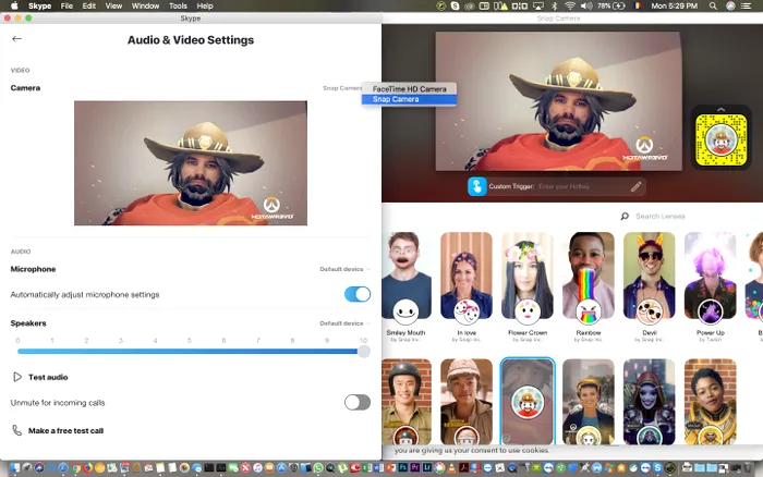 snap camera pe Skype