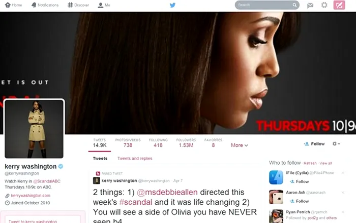Scandal Twitter Facebook redesign clona
