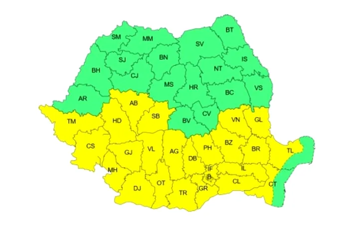 zonele afectate de codul galben de canicula