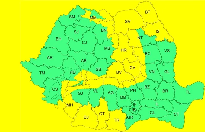 Harta zonelor afectate de vremea rea 