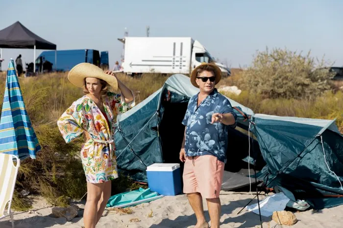 Diana Cavallioti, la filmările filmului Vacanta All Inclusive