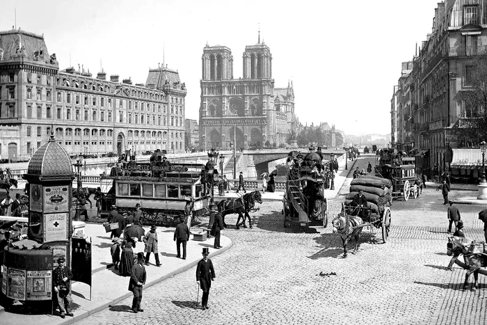 Catedrala Notre Dame, Paris, sec al XIX-lea. Fotografie de epocă