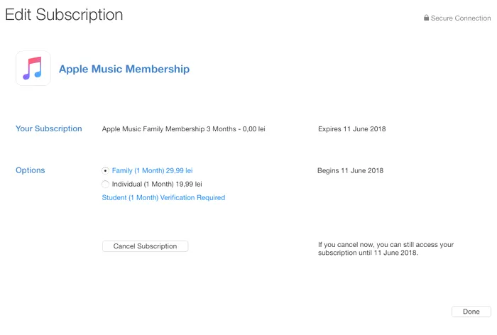prețuri Apple Music