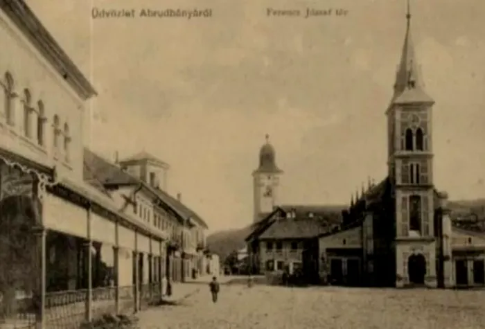 Centrul oraşului Abrud în urmă cu 100 de ani (Foto: Adevărul)