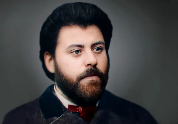 Ion Creanga, unul dintre cei mai mari povestitori ai poporului roman si unul dintre cei 4 clasici ai literaturii romane. Foto colorizare Playtech