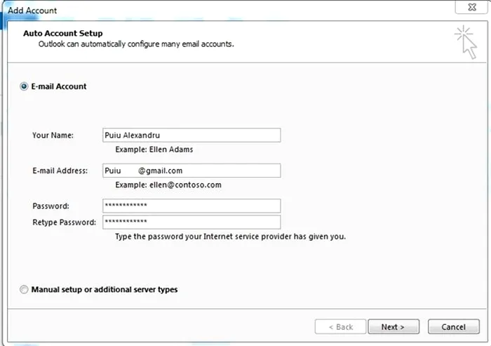 Outlook gmail pas 1