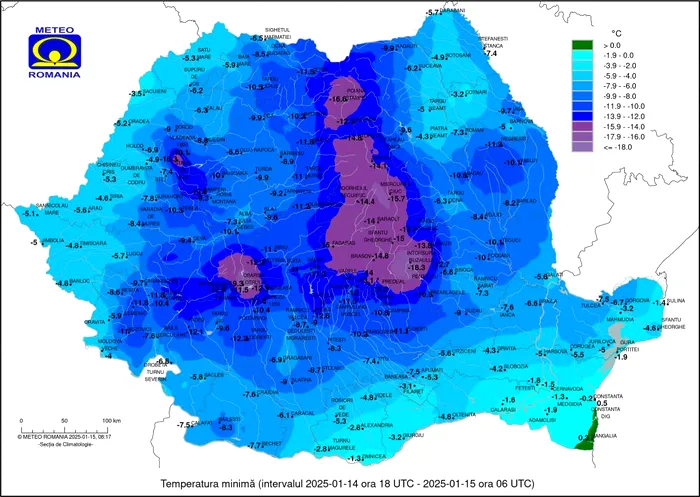 In dimineata de 15 ianuarie s-au inregistrat in România temperaturi mai mici decat în țările nordice. Foto Facebook Meteoplus