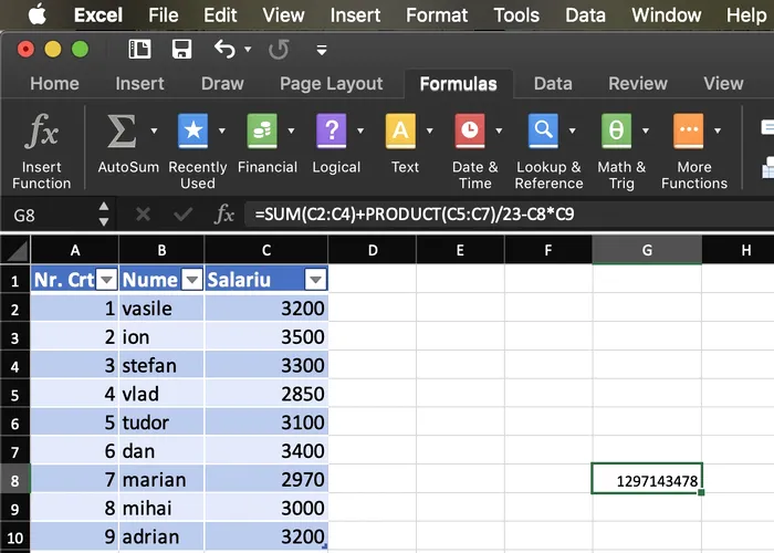 Formula calcul final