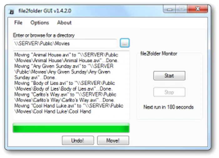 fisiere, organizare fisiere, organizare fisiere media, foldere cu filme, organizare filme, organizare foldere cu filme, File2Folder, monitorizare foldere