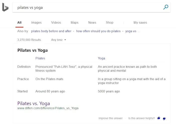 bing ai Comparison+Answer