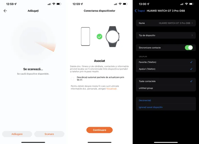 Huawei Watch GT3 Pro conectare iPhone