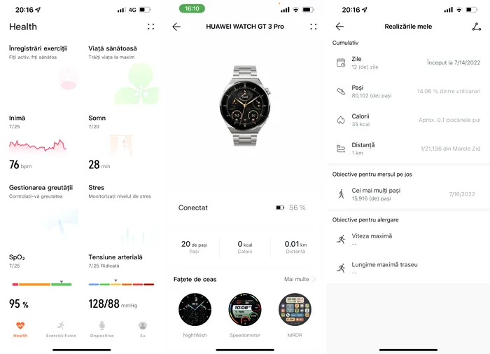 Huawei Watch GT3 Pro interfata iPhone