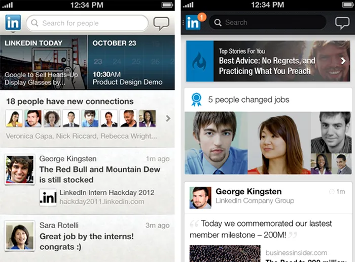 LinkedIn actualizeaza aplicatiile de iPhone si Android
