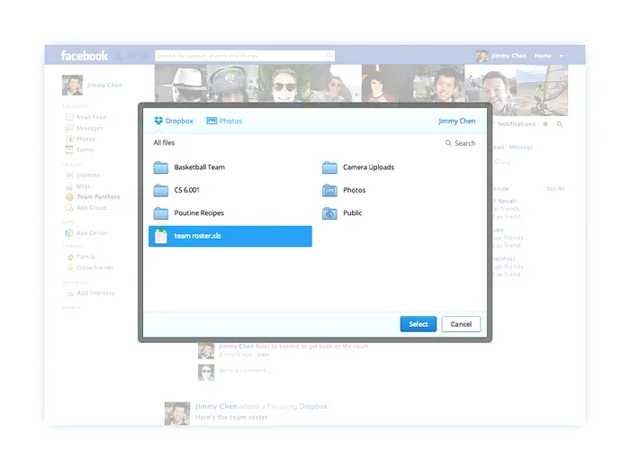 facebook dropbox