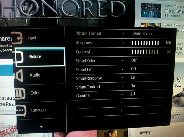 Meniu Philips LED Brilliance 248C 
