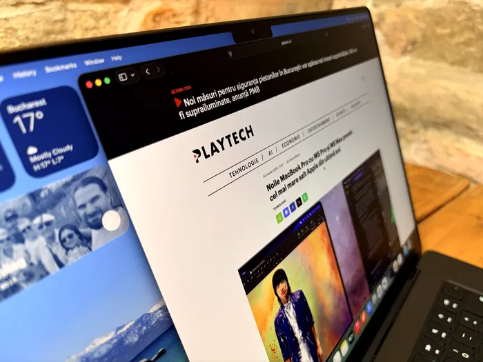 Apple MacBook Pro 16 inci cu M5 Max este configurabil cu ecran mat nano-texture pentru claritatea sporită și fără reflexii, inclusiv în aer liber