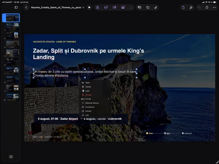 Keynote te ajută să pui povestea în context
