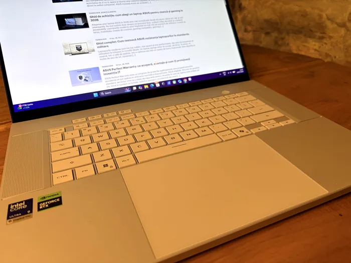 Trackpadul de dimensiuni incredibil de generoase, probabil cel mai mare întâlnit de mine pe un laptop, niciodată nu a procesat aiurea atingerile accidentale, niciodată