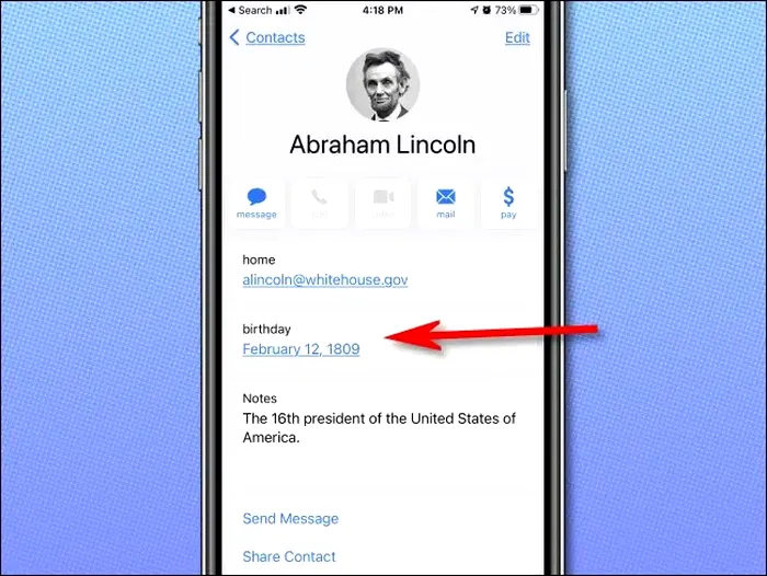 calendar iPhone contact Lincoln