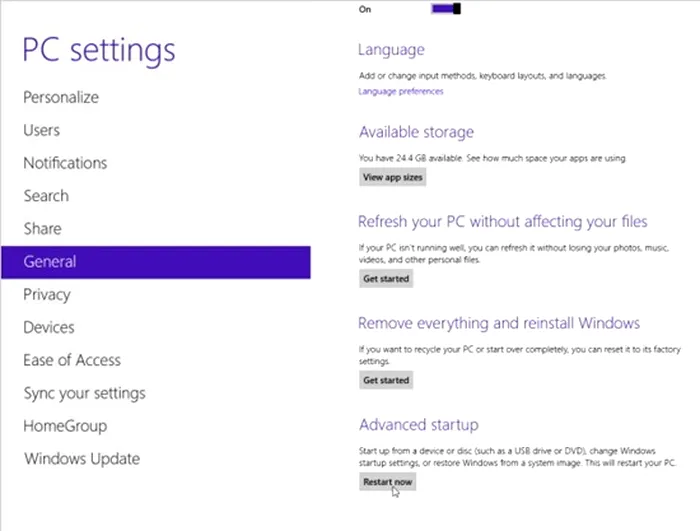 Windows 8.1 - refresh reset