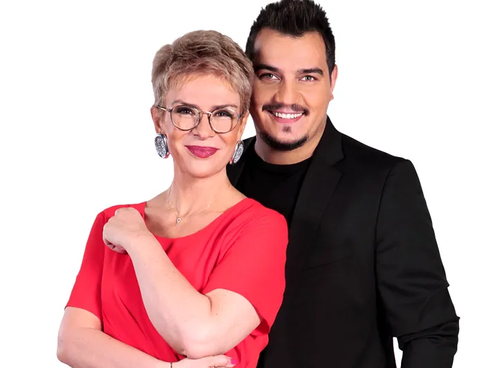 Teo Trandafir si Bursucu, colegul ei de emisiune