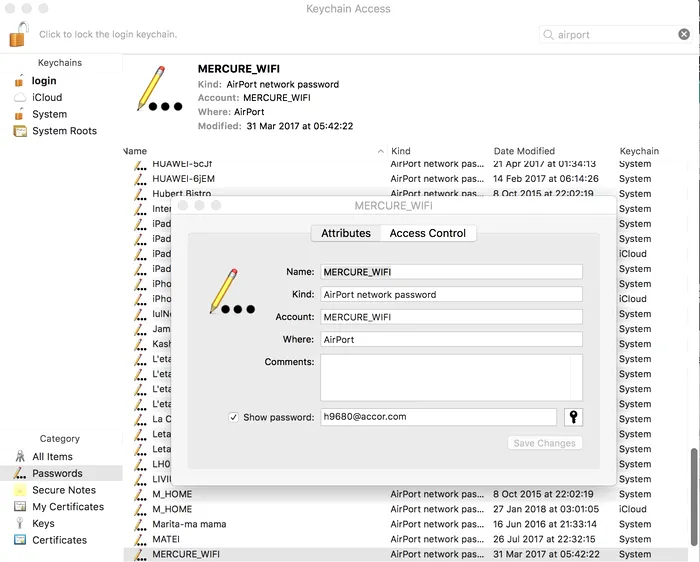 Cum afli parola la o rețea wifi pe Mac Keychain