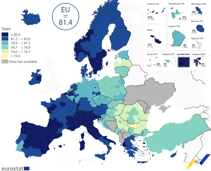 Harta speranta de viata Europa