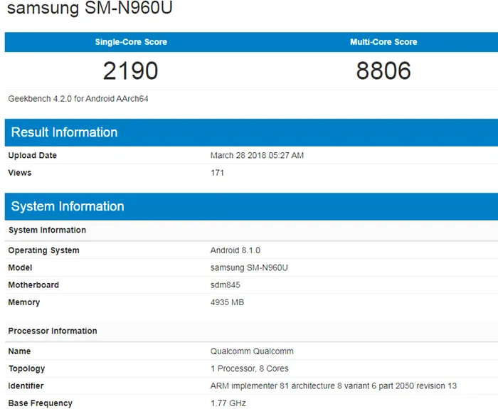 samsung galaxy note 9 benchmark