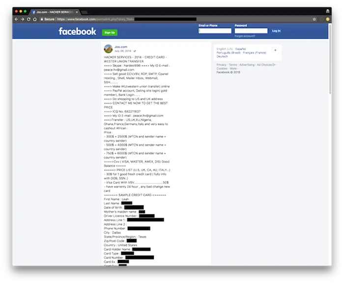 facebook furt identitate