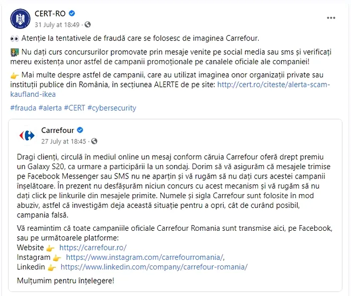 carrefour cert-ro avertisment