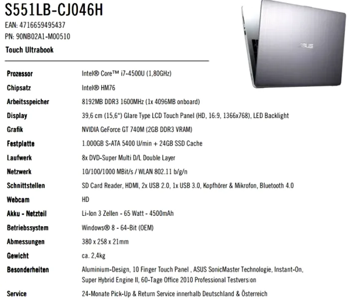 asus vivobook v551 intel haswell ultrabook