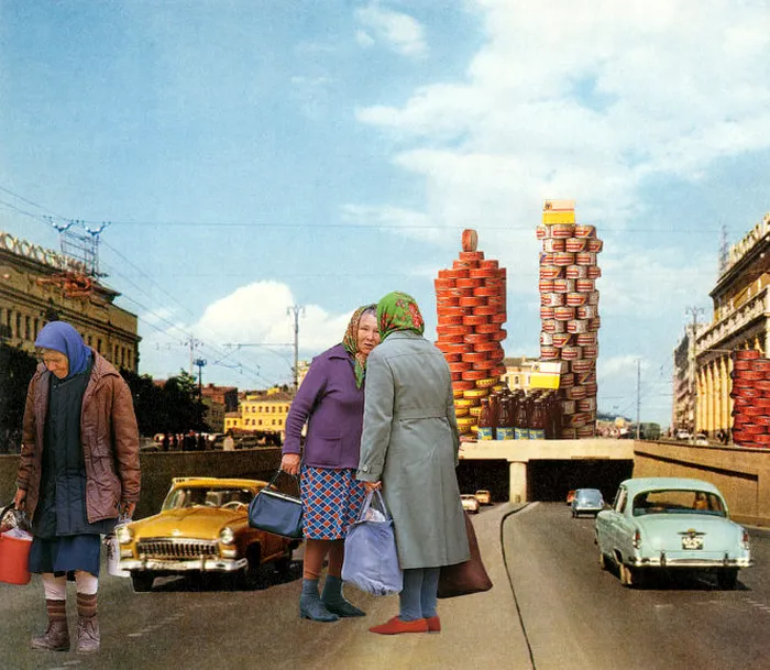 colaj cu fotografii din epoca urss