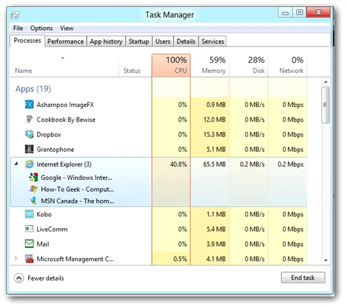 Microsoft Windows 8 Task Manager