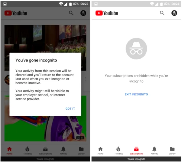 youtube incognito-mode