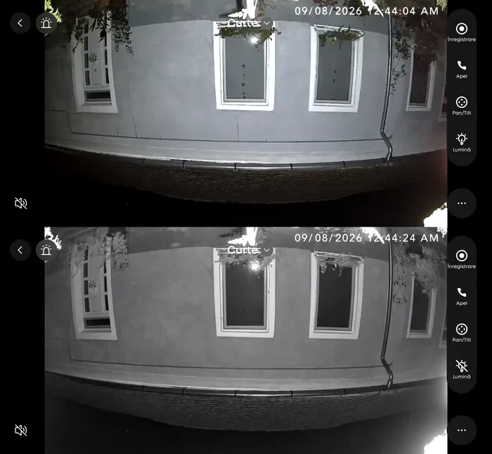 Camera se vede impecabil pe timp de noapte cu infraroșu sau "baie de lumină"