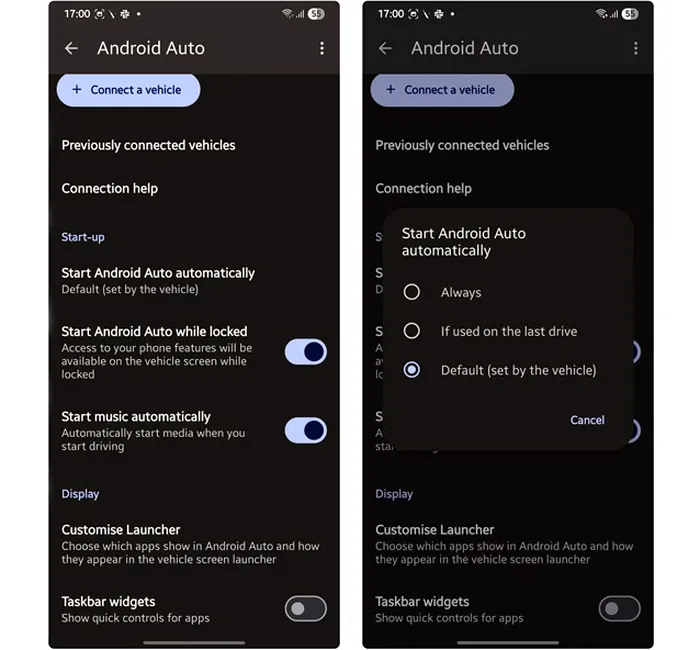 Optiuni setare telefon Android auto 1