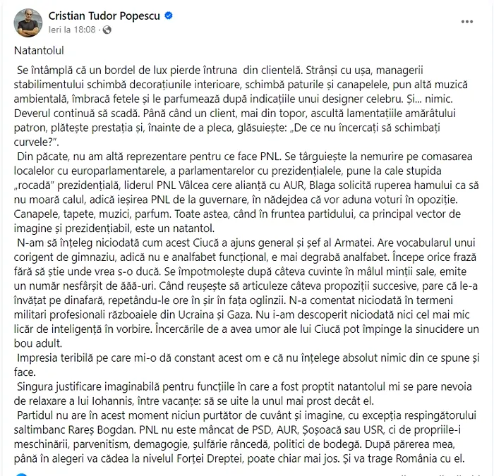 CTP l-a desființat pe Nicolae Ciucă ‘Vocabularul unui corigent de gimnaziu, mai degrabă analfabet’