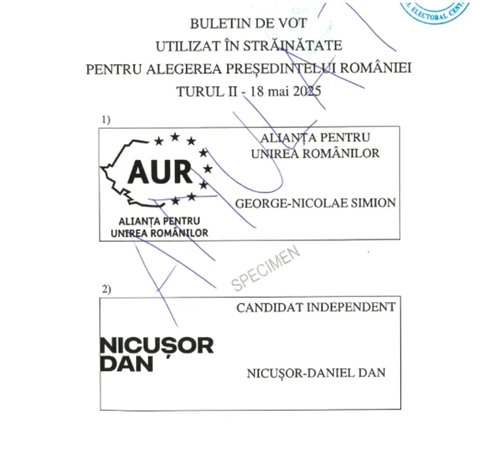 Buletinul de vot din 18 mai pentru cei din diaspora