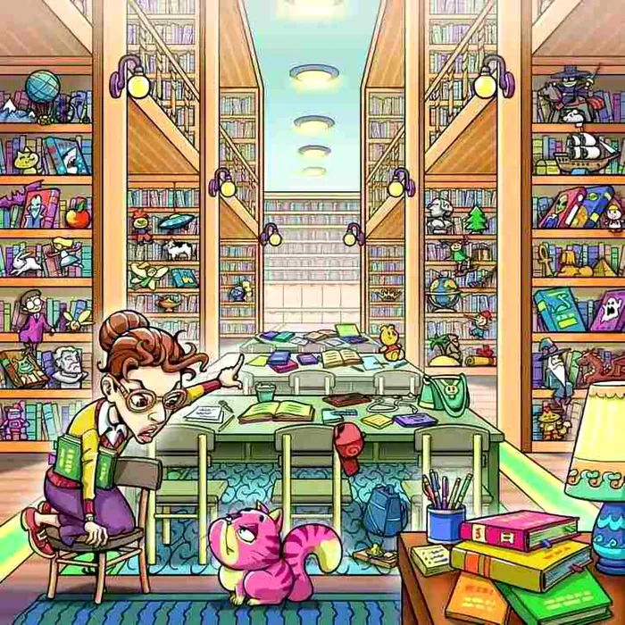 Testul de atentie pe care 99,9% din cei care incearca il pica. Unde s-a ascuns soricelul in biblioteca