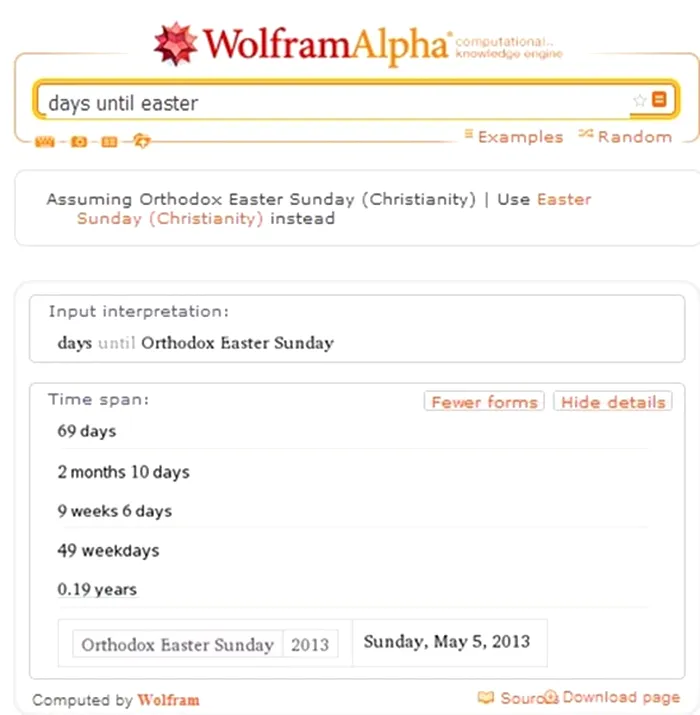 Wolfram Alpha zile ramase pana la