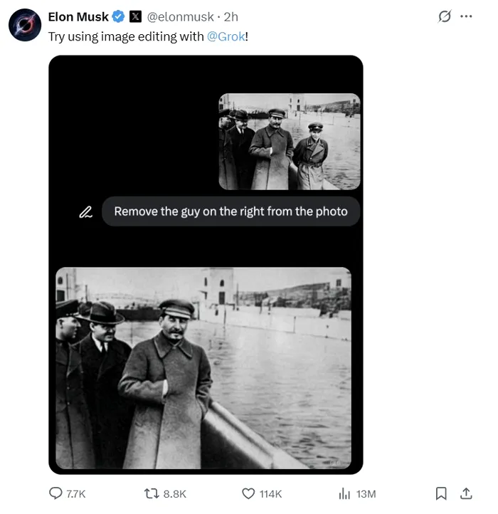 Elon Musk postare Grok Stalin