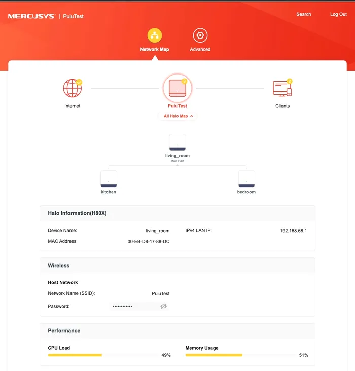 Mercusys Halo H80X AX3000 Mesh - interfață desktop