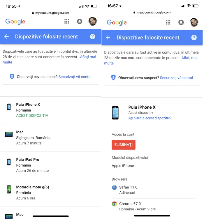 Google unde ești autentificat