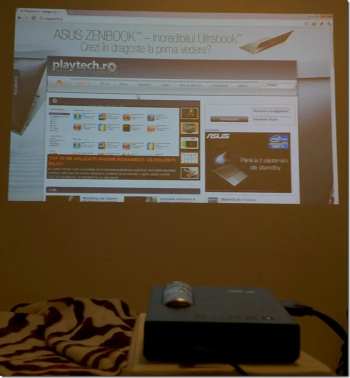 Proiector Asus P1 pe timp de zi 