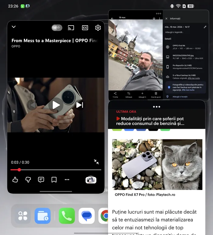 Lucrezi pe OPPO Find N6 ca pe un mic laptop