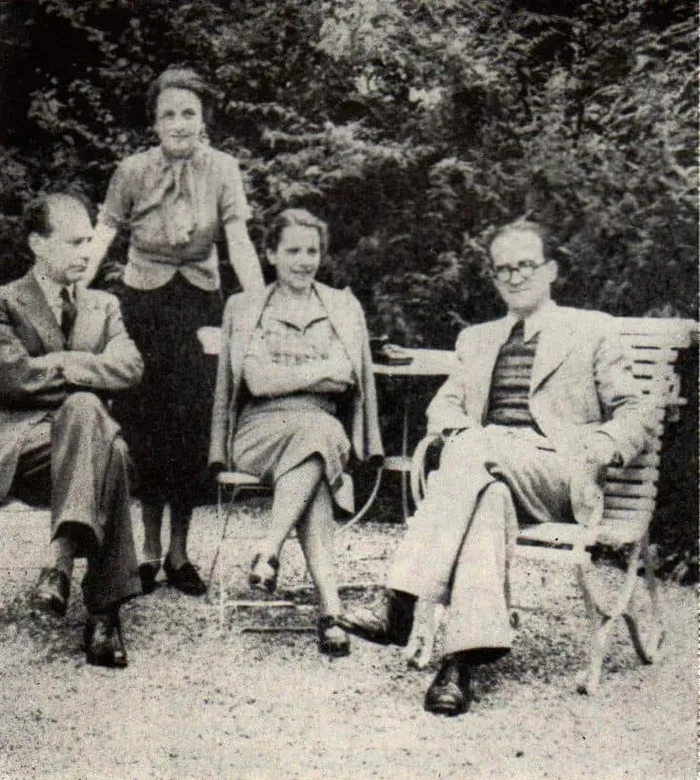 Lucian Blaga și Cornelia Blaga-Brediceanu, alături de Mircea Eliade și Nina Eliade, Elveția, 1937.