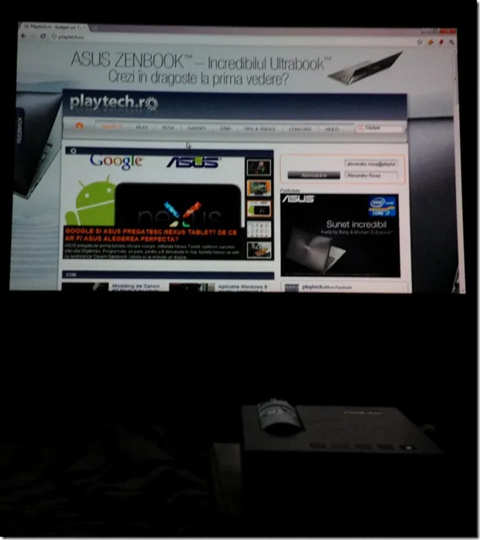 Proiector Asus P1 pe timp de noapte 