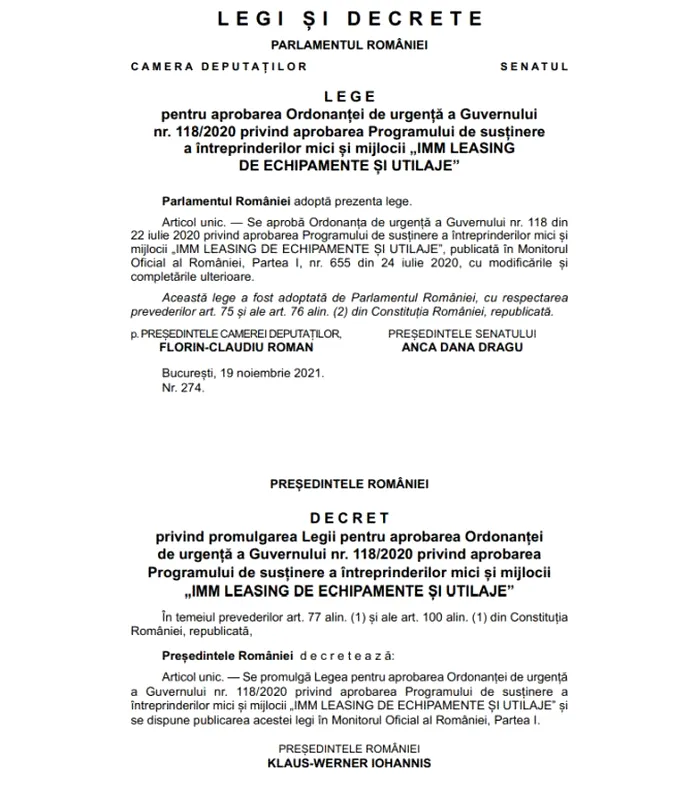 lege monitorul oficial utilaje