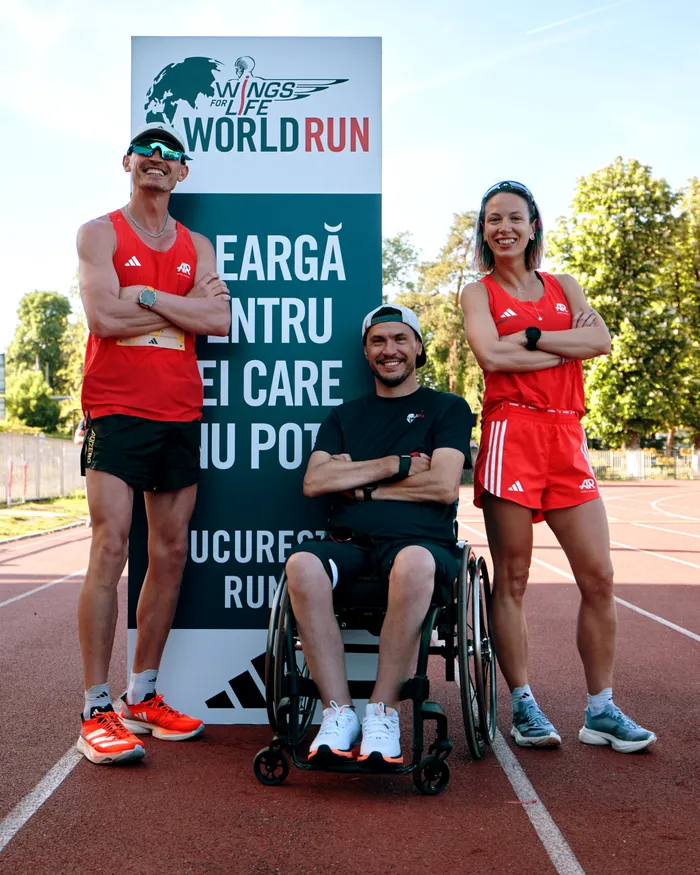 George Balta and the winners of Wings for Life World Run 2025 pose at Wings for Life World Run 2025, in Bucharest, Romania, on May 4, 2025 // Sabin Malișevschi for Wings for Life World Run // SI202505042432 // Usage for editorial use only //