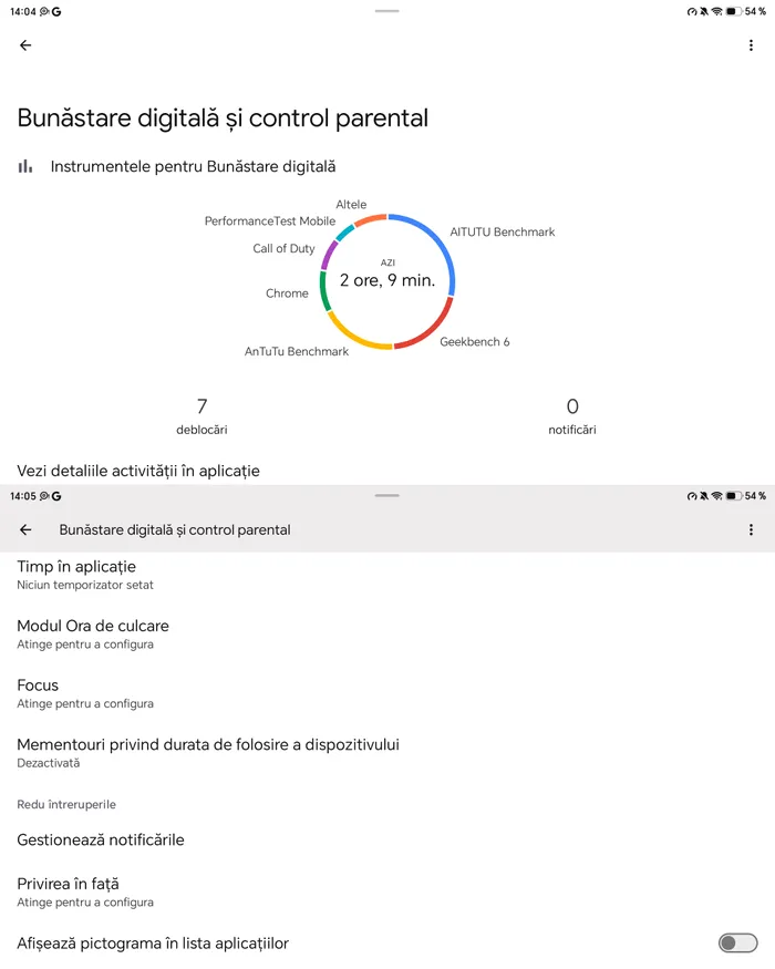 Partea de Control Parental și Monitorizare a activități sunt foarte intuitiv implementate pe HONOR Pad X8b